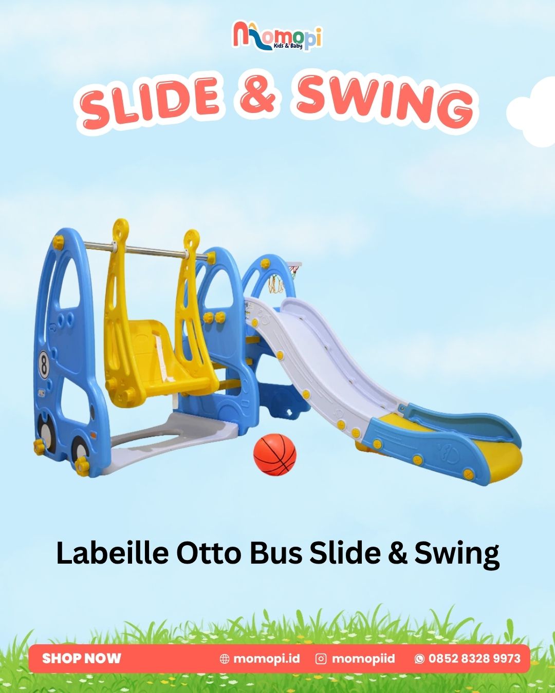 Labeille C 517 C 3in1 Luxury Otto London Bus Slide Swing Basketball